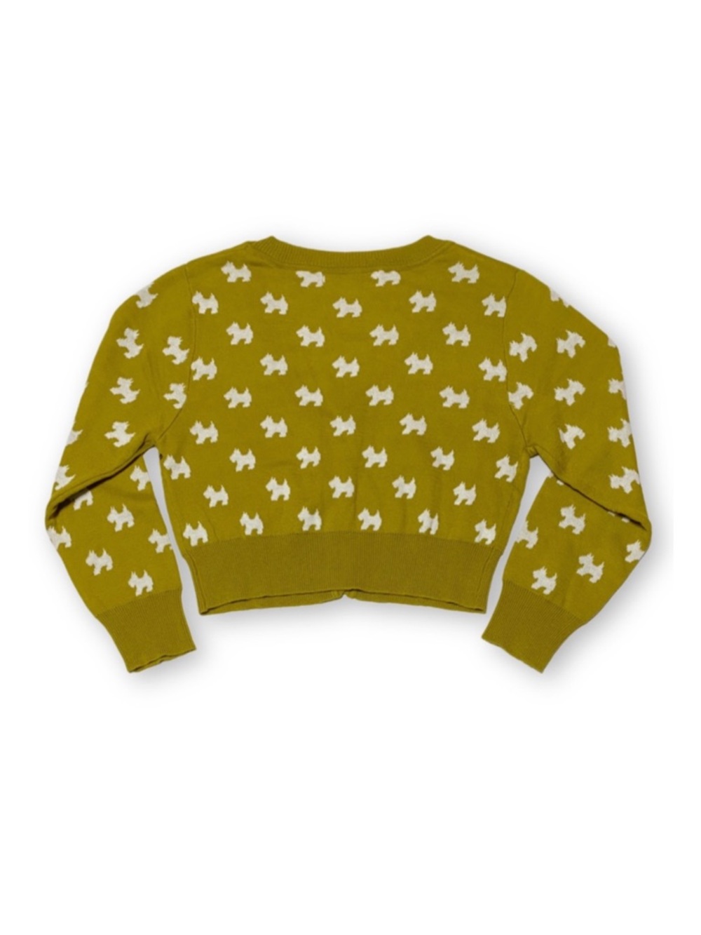 Ye MAK Small Cropped Avocado Dog 3/4 Sleeve Cotton Knit Cardigan Sweater - Picture 5 of 9
